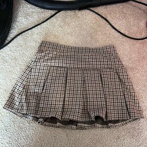 American Eagle Outfitters Plaid Mini Skirt - Black and Brown